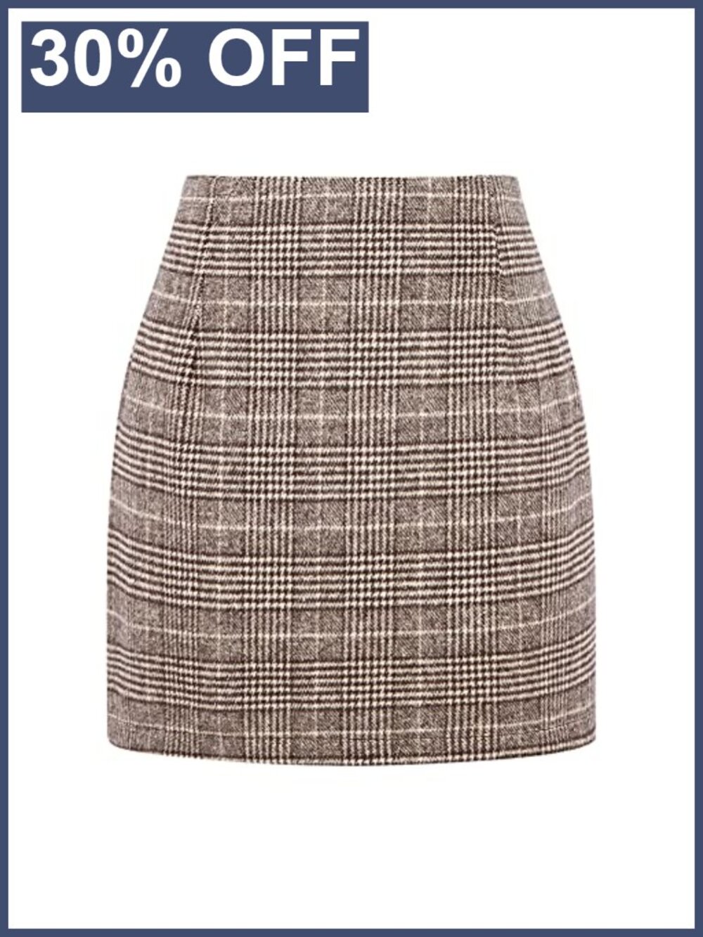 Wool Plaid Mini Pencil Skirt High Waisted Bodycon Women's Fall Winter